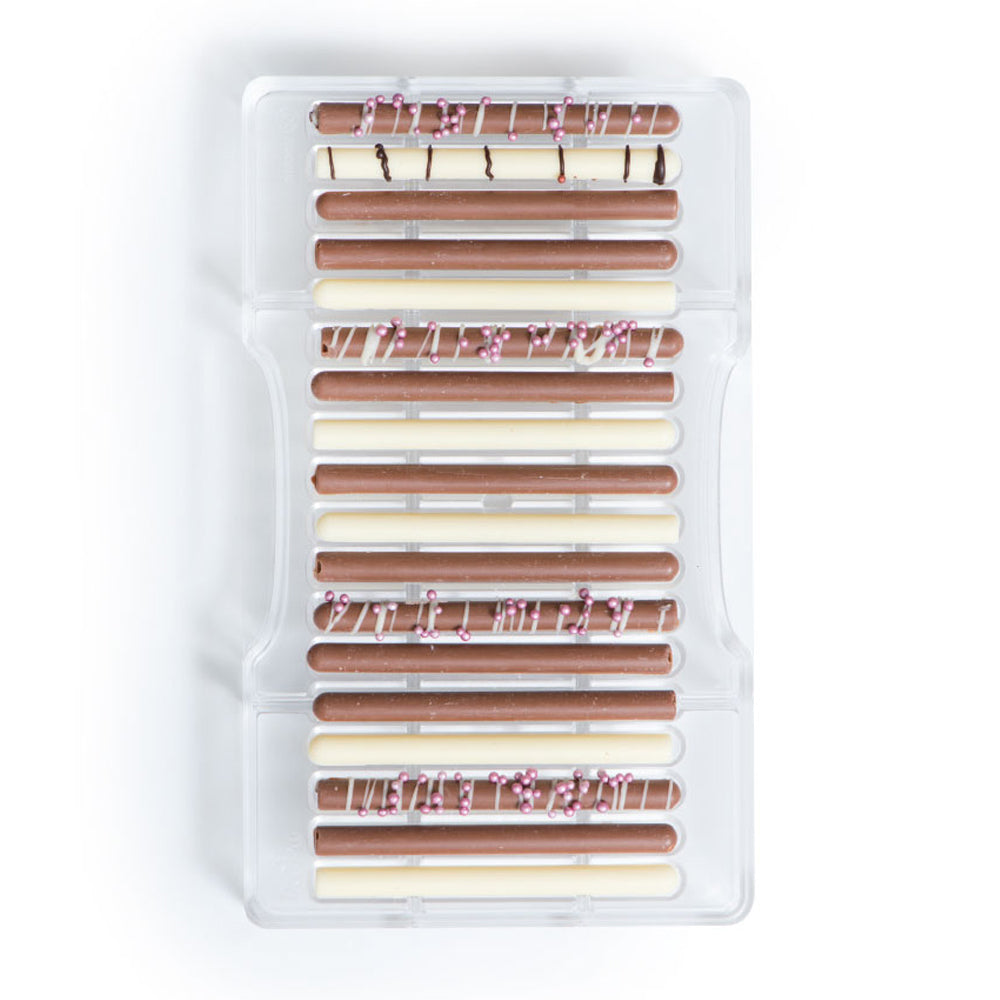 Schokoladenform Stäbchen, 18 Mulden