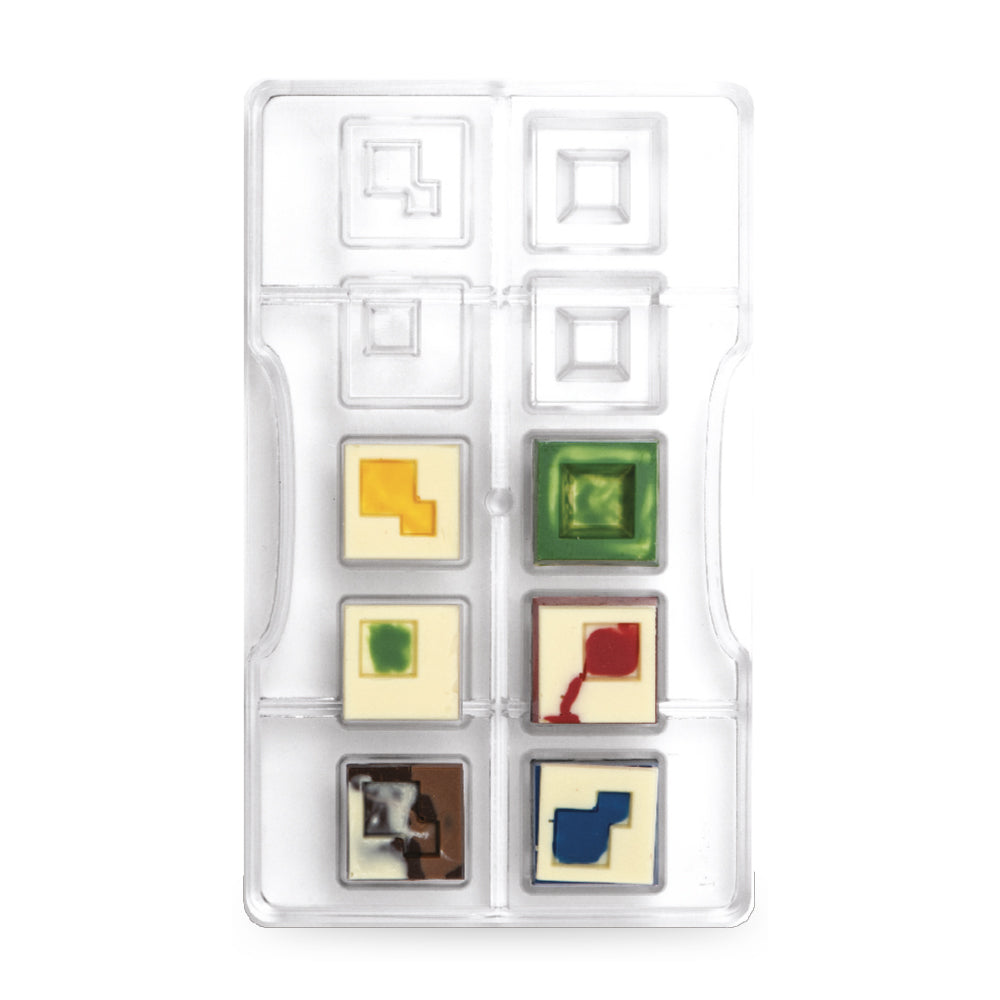 Pralinenform Quadrat mit Deckel, 10 Mulden