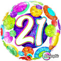 Folienballon - Geburtstag - 21 - Bunt - Rund - 46cm