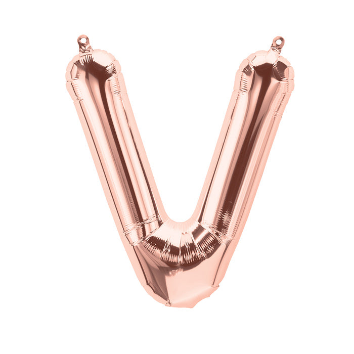 Folienballon Buchstabe V in Roségold, 41 cm