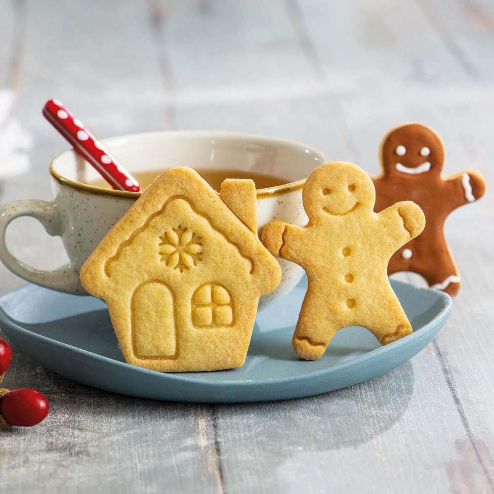 Ausstecher-Set Lebkuchenmann und Haus, Kunststoff, 2 Stück