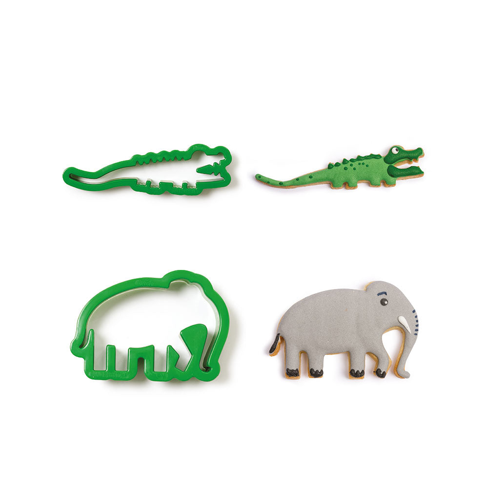 Ausstecher-Set Krokodil und Elefant, Kunststoff, 2 Stück