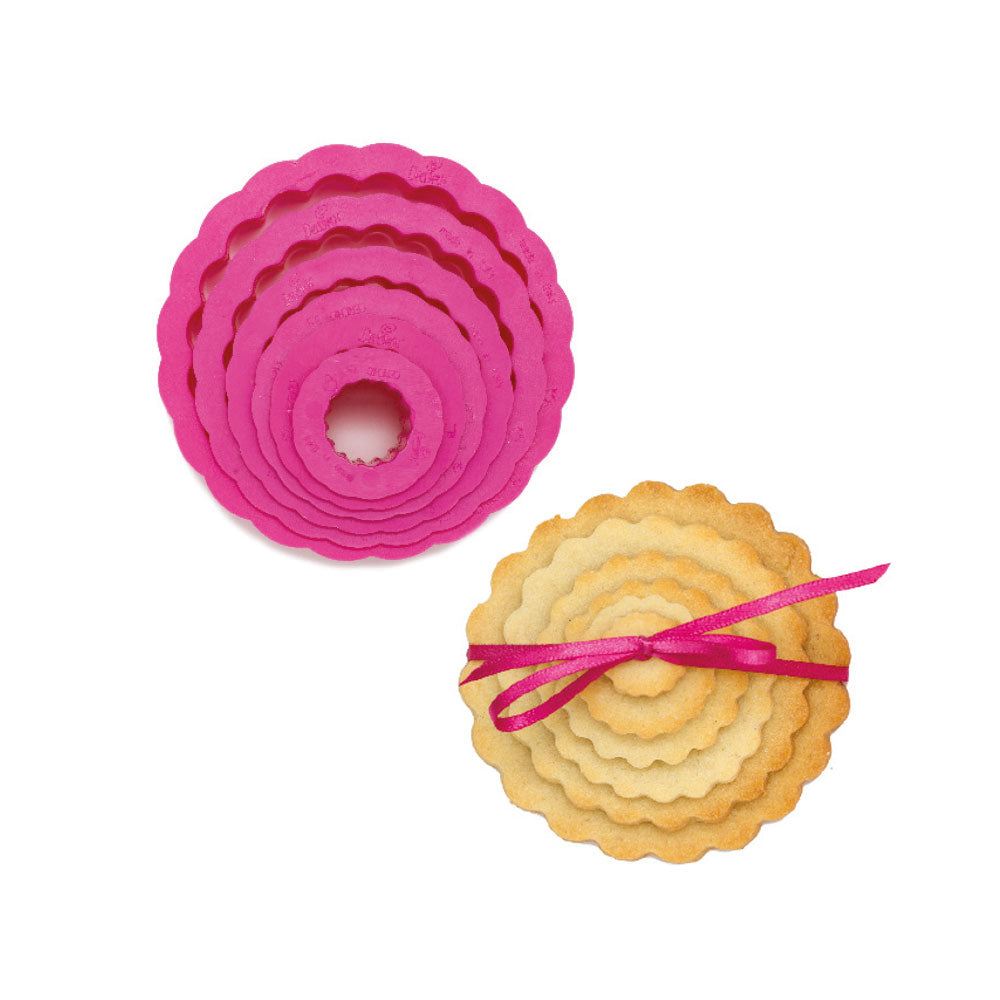 Ausstecher-Set rund gewellt, 6 Stück, 1,5 bis 8 cm