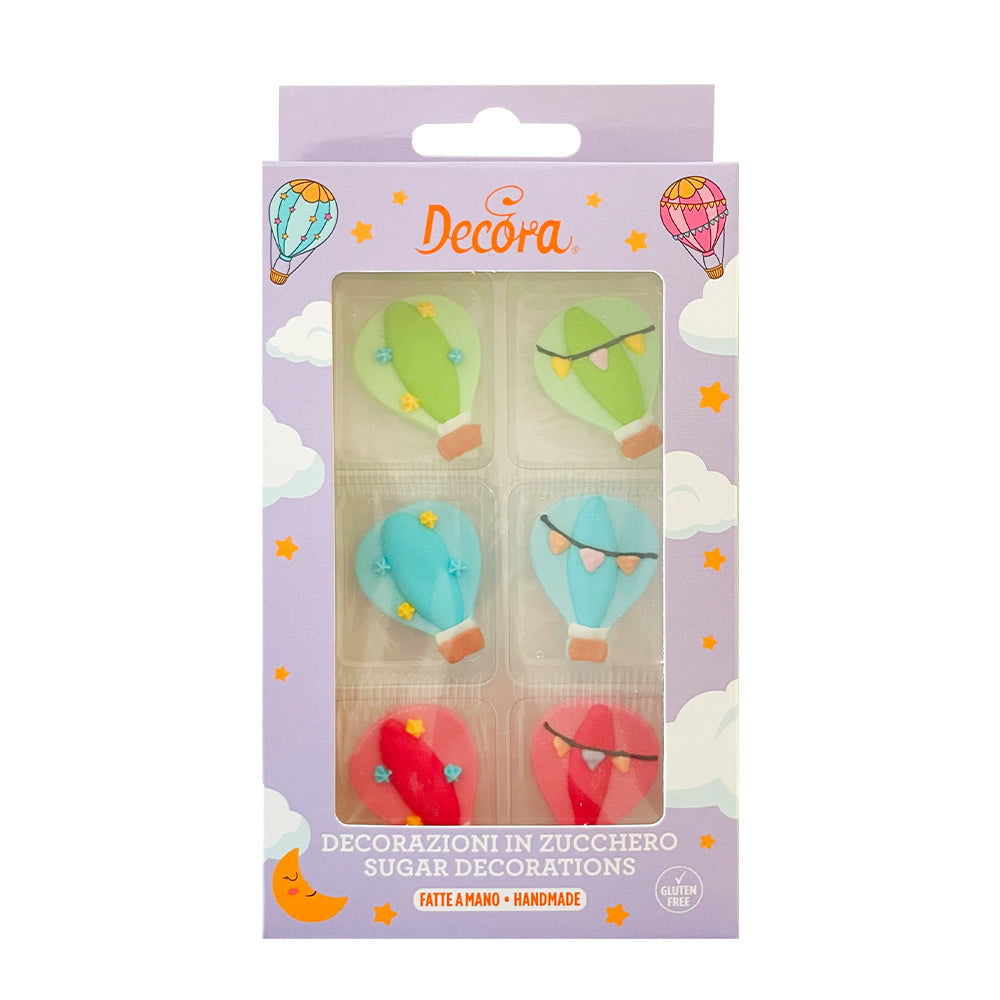 Sugar decorations hot air balloon, 6 pieces
