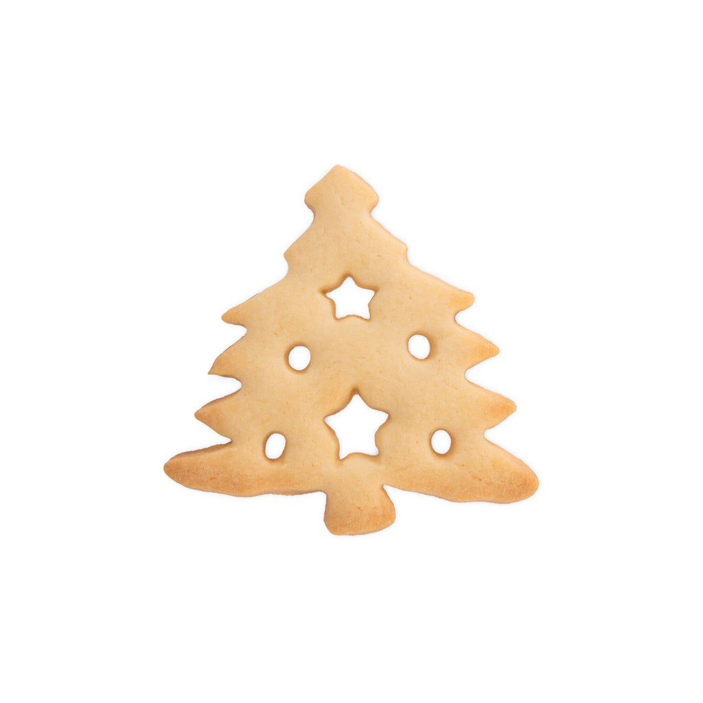 Ausstecher Tannenbaum mit Ausstanzungen, Edelstahl, 8 cm