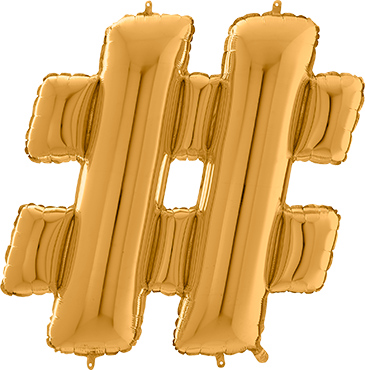 Folienballon Zeichen Hashtag in Gold