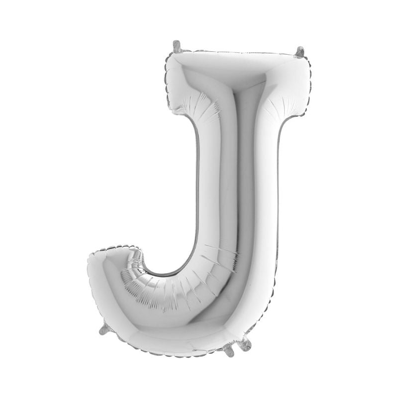 Folienballon Buchstabe J in Silber, 66 cm