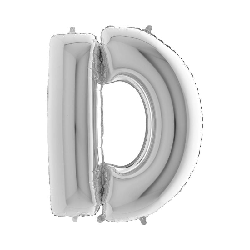 Folienballon Buchstabe D in Silber, 66 cm