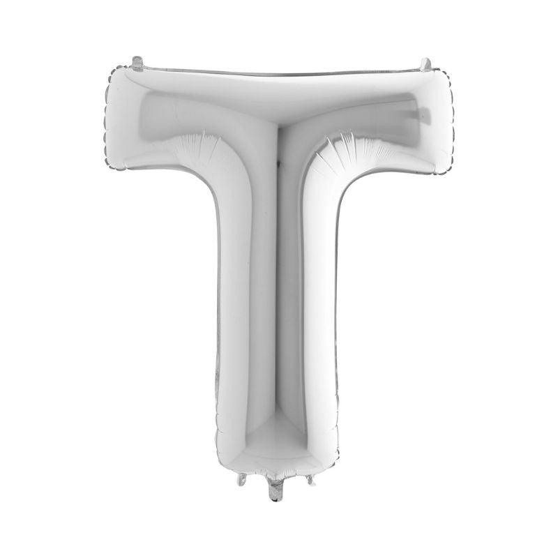 Folienballon Buchstabe T in Silber, 66 cm
