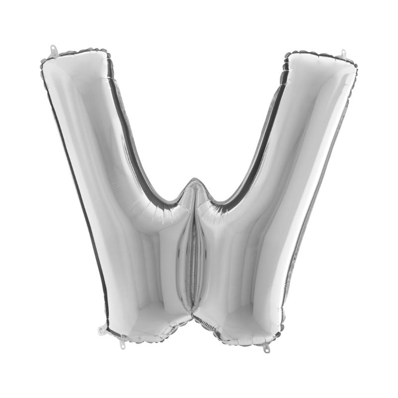 Folienballon Buchstabe W in Silber, 66 cm