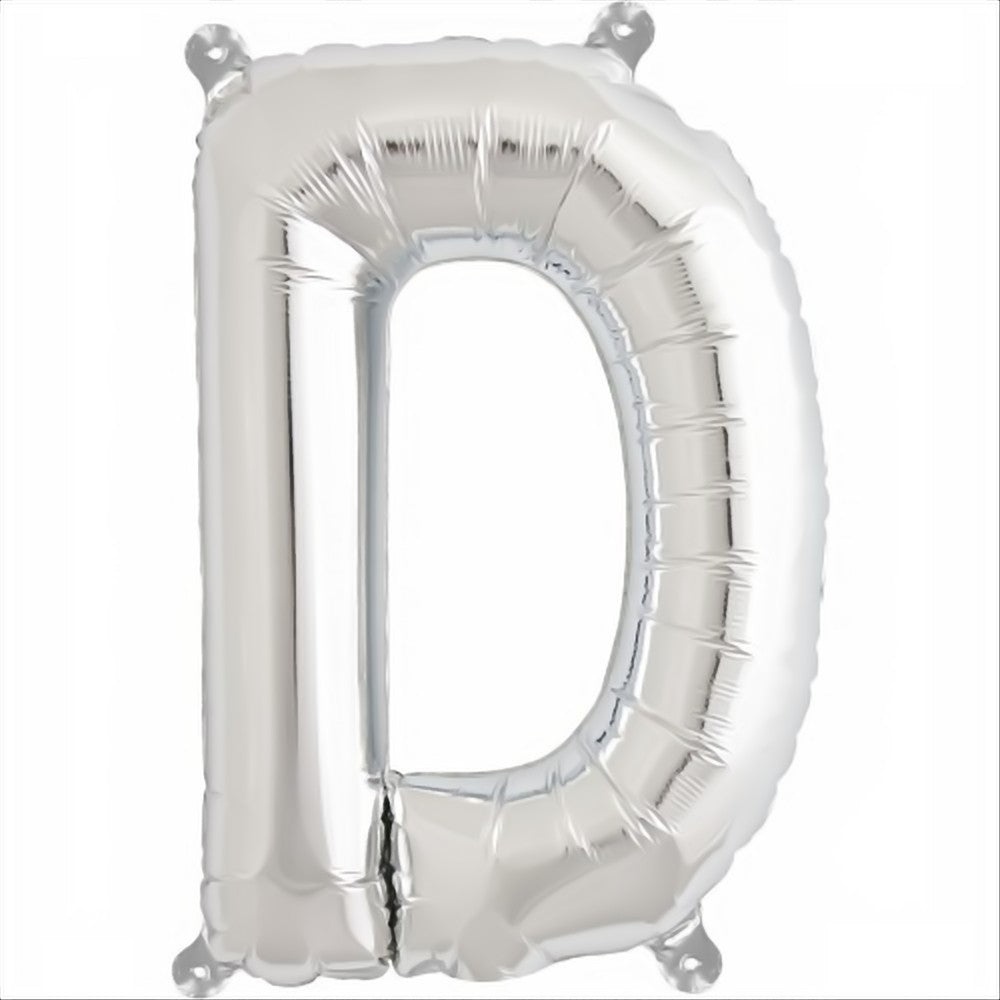 Folienballon Buchstabe D in Silber, 41 cm