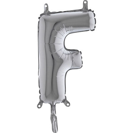 Folienballon Buchstabe F in Silber, 36 cm