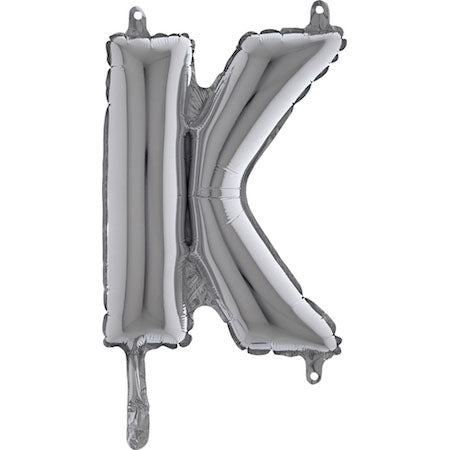 Folienballon Buchstabe K in Silber, 36 cm