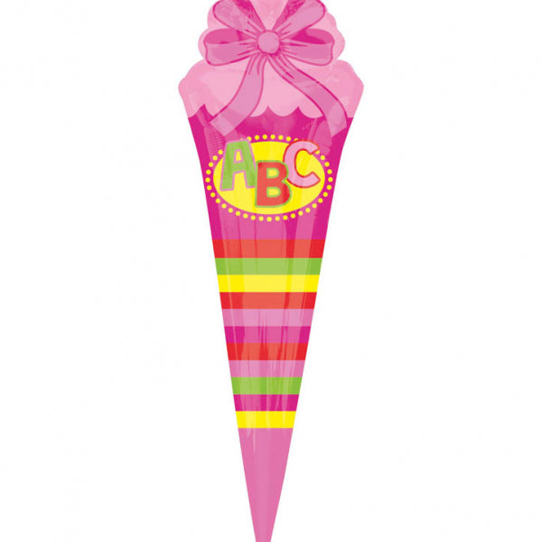 Folienballon - Einschulung/Schulanfang - Schultüte - Pink - 35x111cm