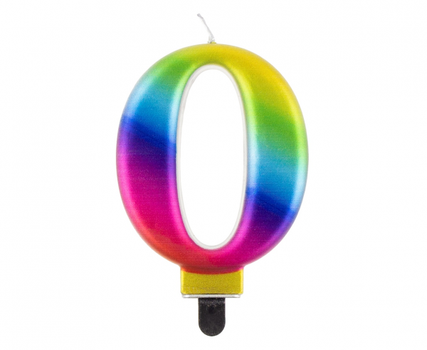 Zahlenkerze, 8 cm Regenbogen · 0