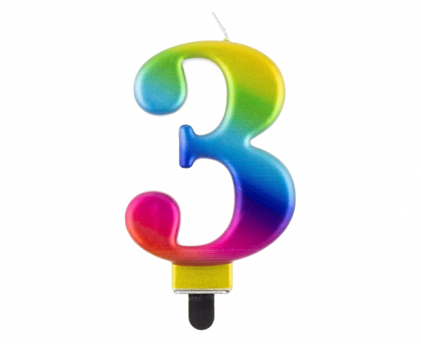 Zahlenkerze, 8 cm Regenbogen · 3