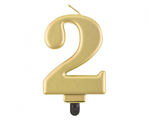 Zahlenkerze, 8 cm Gold · 2