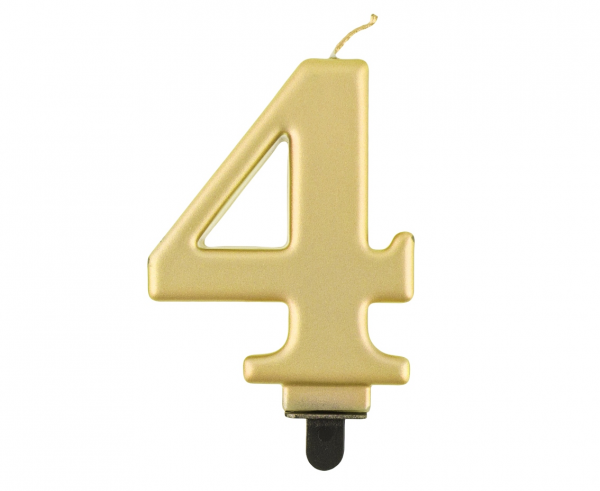 Zahlenkerze, 8 cm Gold · 4