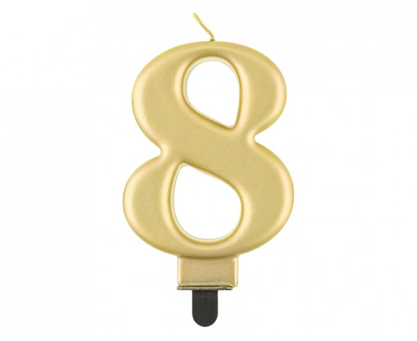 Zahlenkerze, 8 cm Gold · 8