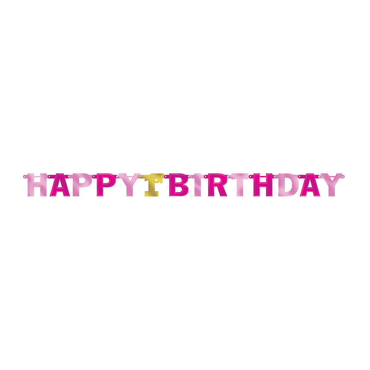Banner/Girlande - 1st Birthday/Erster Geburtstag - Happy 1st Birthday - Pink/Gold - 2.13m