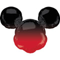 Folienballon - Micky Maus - Kopf - Schwarz/Rot Ombre - 68cm
