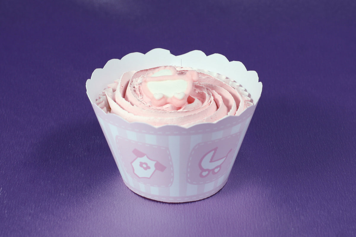 Cupcake-Wrapper Babyshower rosa, 12 Stück