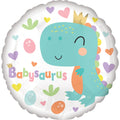 Фольгированный шар - бэби-шауэр/рождение - Babysaurus - малыш-динозавр - круглый - 45 см
