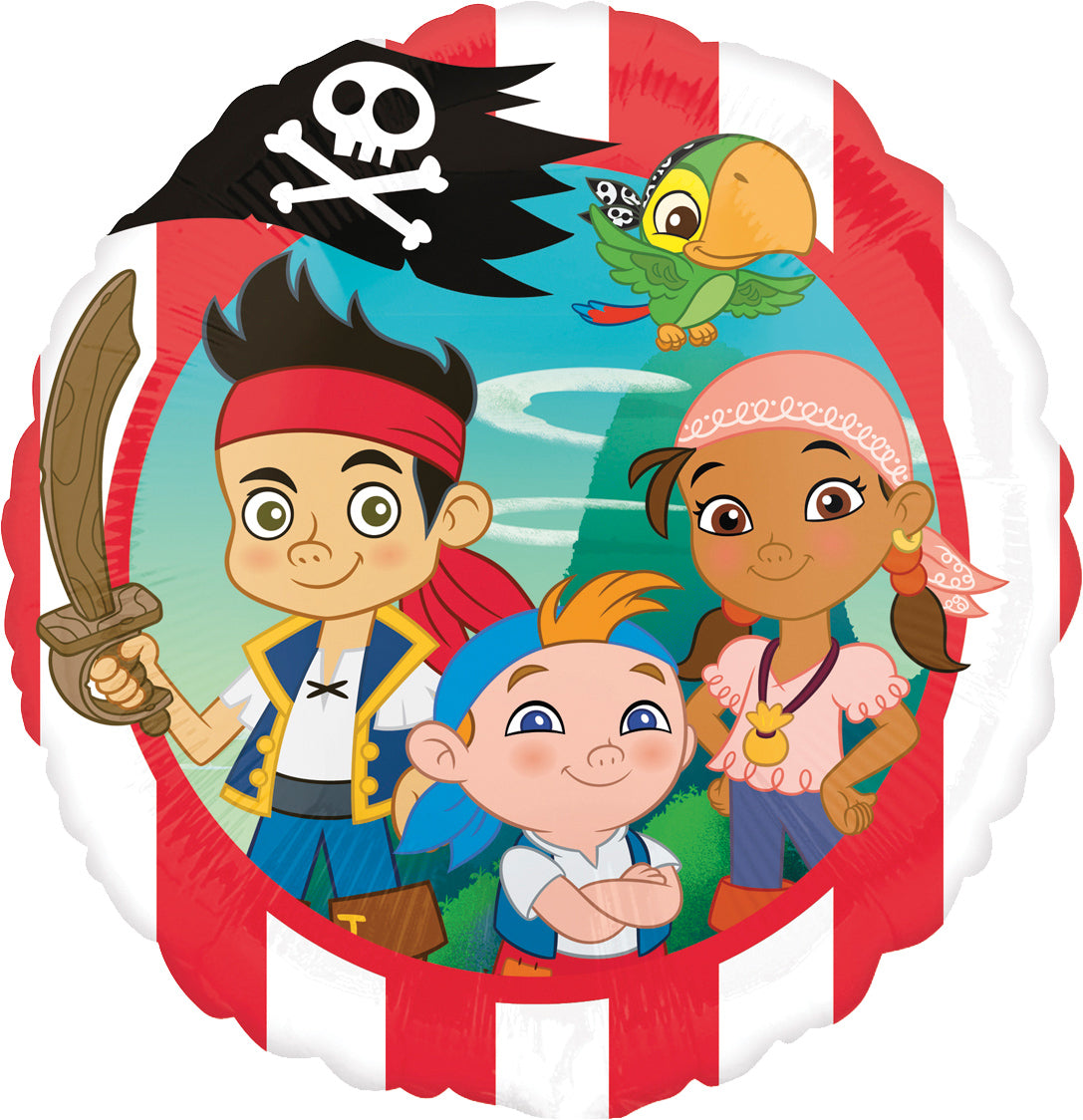 Folienballon - Jake & Die Nimmerland Piraten - Rund - 43cm