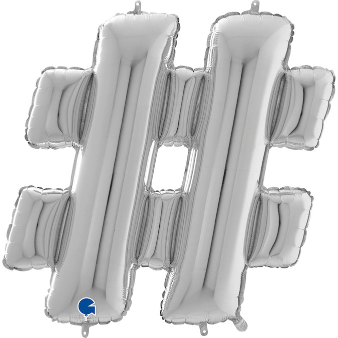 Folienballon Zeichen Hashtag in Silber