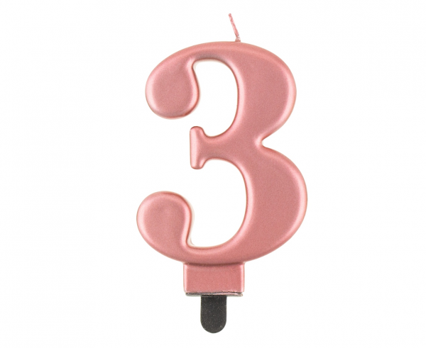 Zahlenkerze, 8 cm Roségold · 3