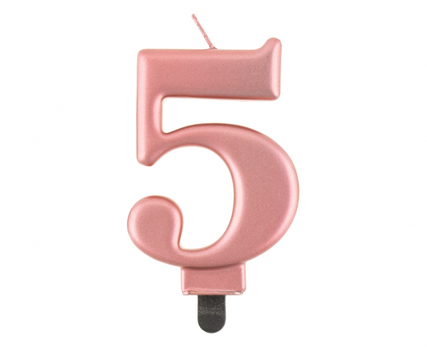 Zahlenkerze, 8 cm Roségold · 5
