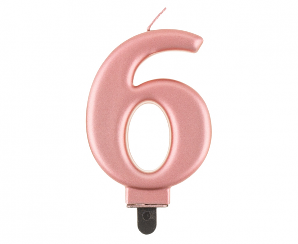 Zahlenkerze, 8 cm Roségold · 6