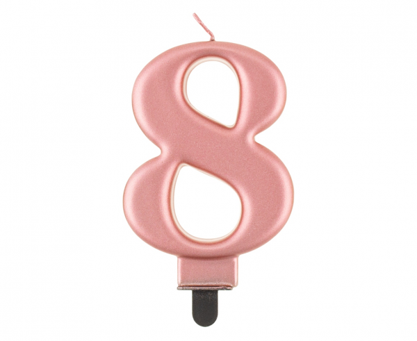 Zahlenkerze, 8 cm Roségold · 8