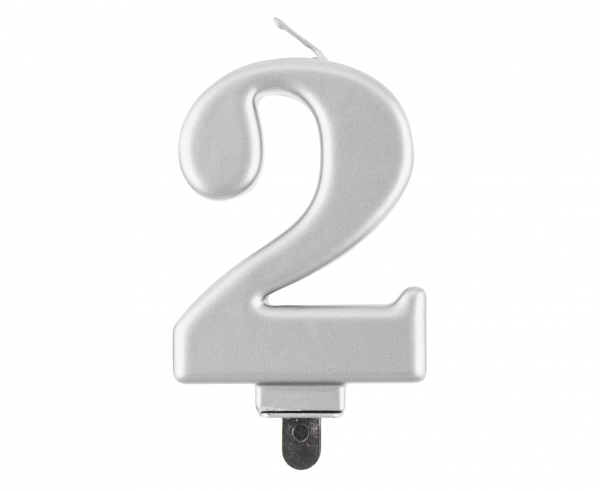 Zahlenkerze, 8 cm Silber · 2