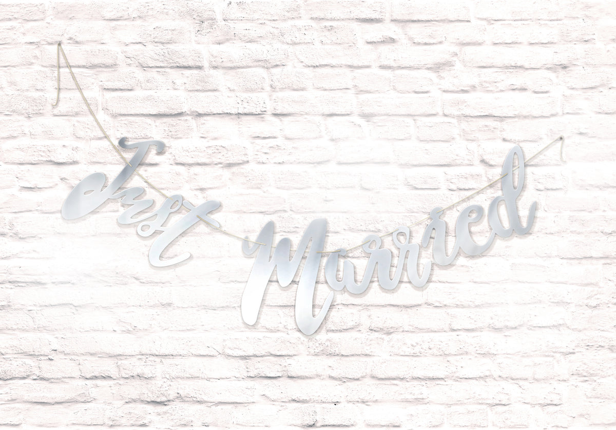 Banner/Girlande - Hochzeit - Just Married - Silber