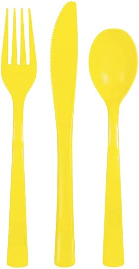 Besteck - Plastik - Set - Gelb - 18 Stück