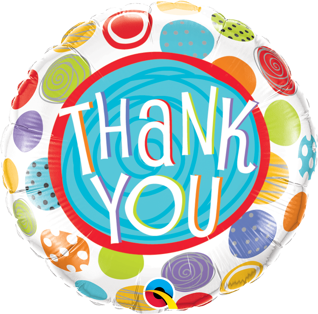 Folienballon - Thank You - Bunt - Rund - 46cm