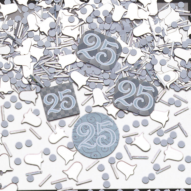 Konfetti - Streudeko - 25. - Hochzeit - Jubiläum - Silber - 14g