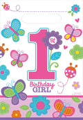 Partytüten - Plastik - 1st Birthday/Erster Geburtstag - Rosa - 8 Teilig