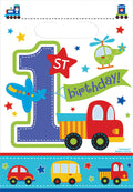Partytüten - Plastik - 1st Birthday/Erster Geburtstag - Blau - 8 Stück