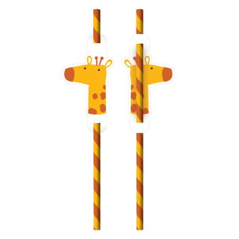 Strohhalme - Papier - Safari/Giraffe - 8 Stück