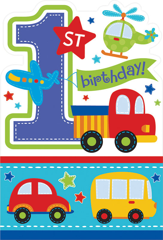 Einladungskarten - 1st Birthday/Ertser Geburtstag - Blau - 8 Stück
