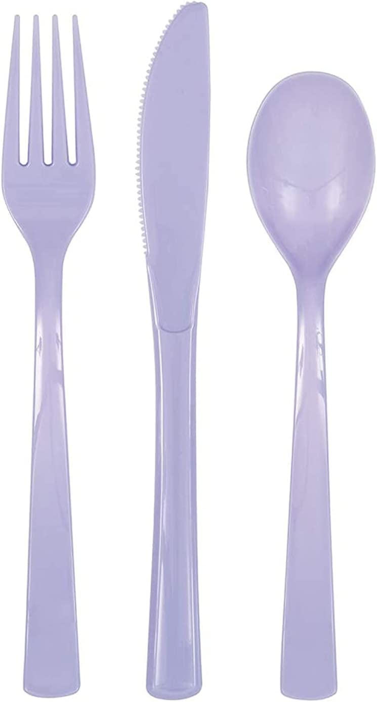 Besteck - Plastik - Set - Lila/ Flieder - 18 Stück
