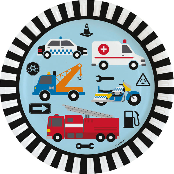 Teller - Papier - Auto Party - On the Road - 23cm - 8 Stück