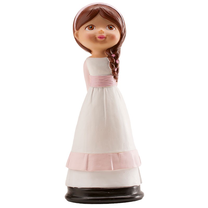 Dekora Kommunionsfigur Mädchen mit Zopf, 15 cm