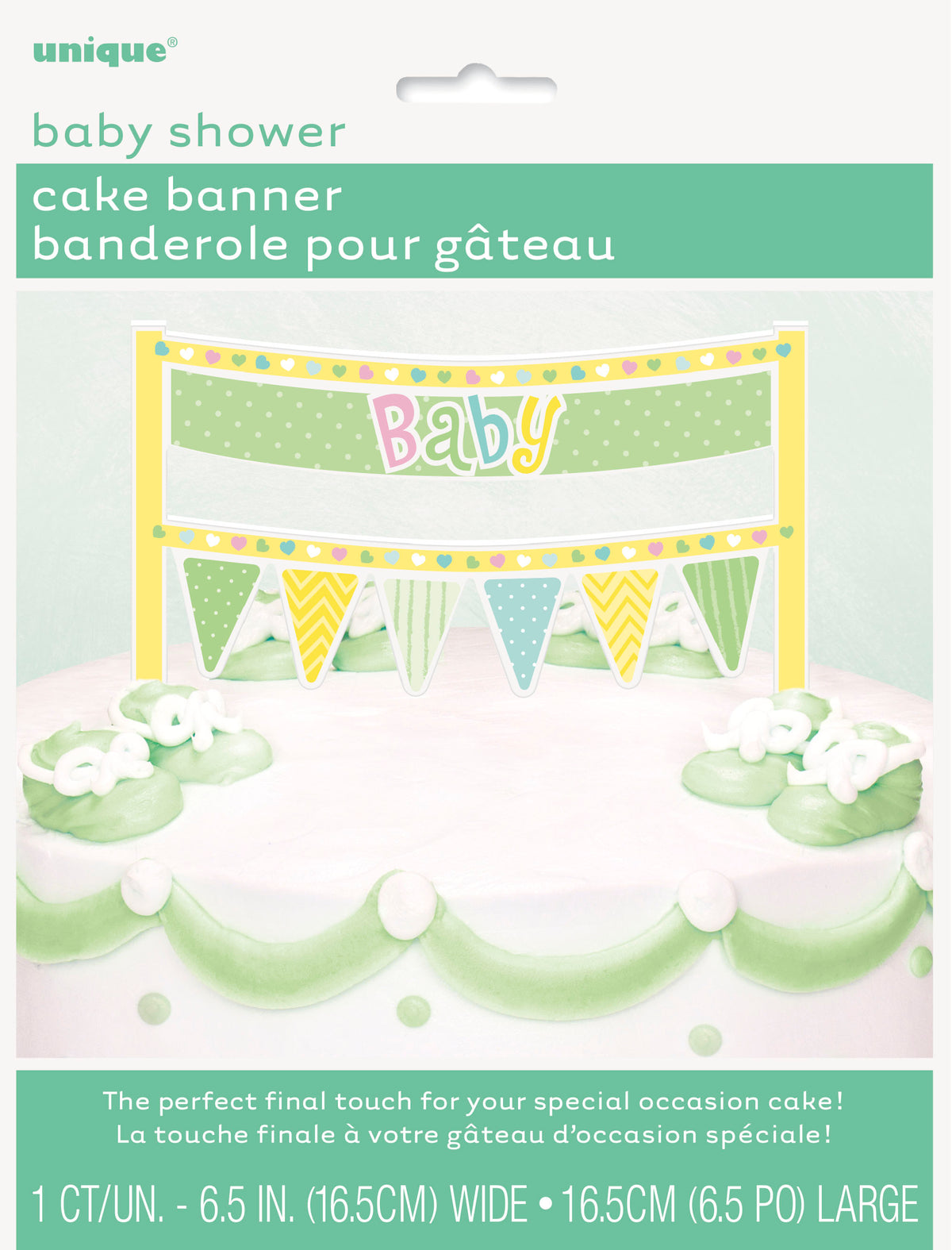 Example For A Green Add Polka Dots Baby Shower Cake Banner Green 16.5cm – Party Deko World
