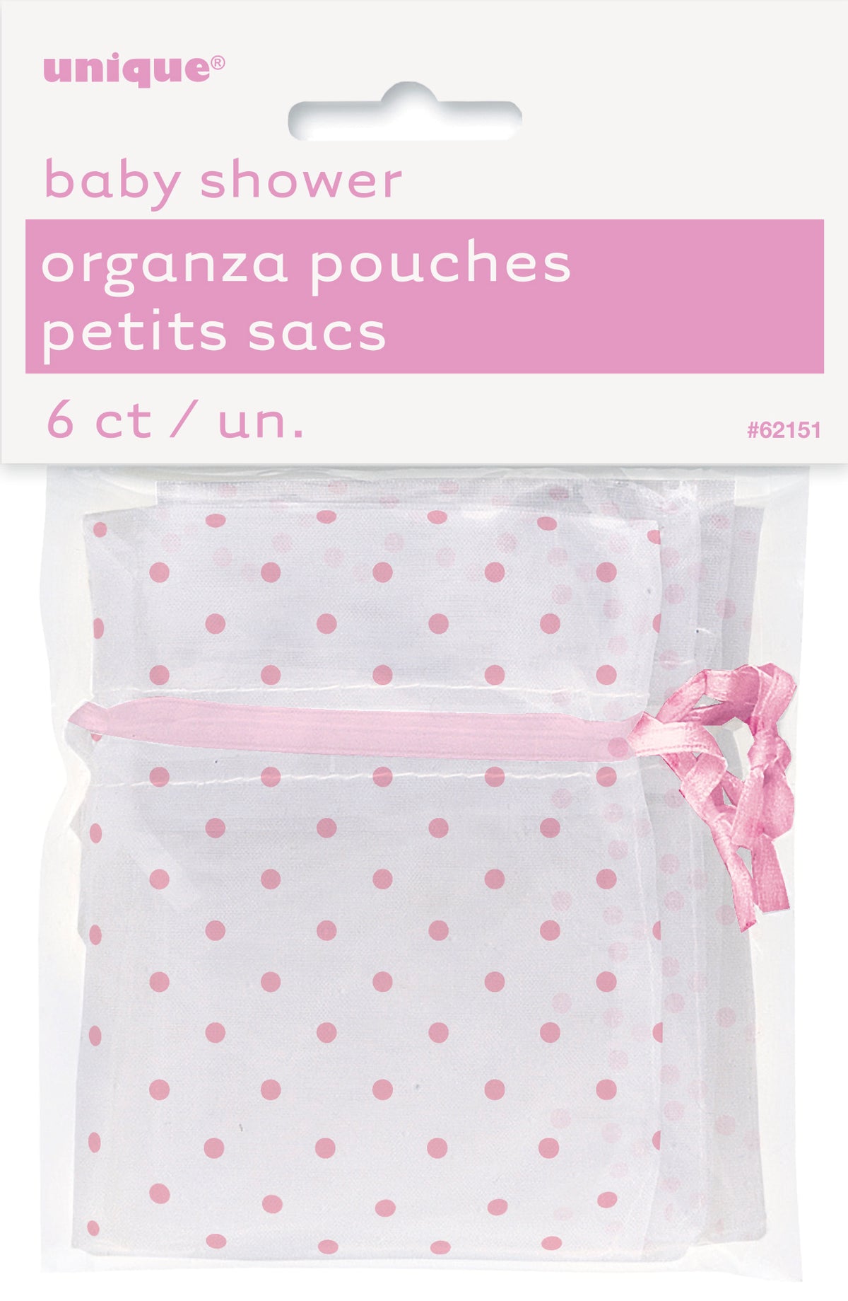 Organzasäckchen - Rosa gepunktet - 6 Stück