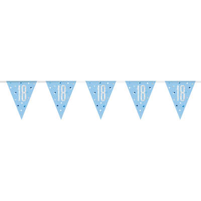 Wimpelgirlande - 16 - Blau/Silber glitzer - 2.74m