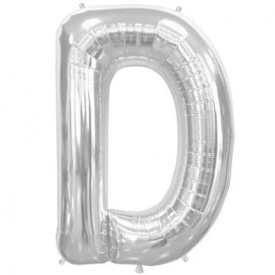 Folienballon Buchstabe D in Silber, 86 cm