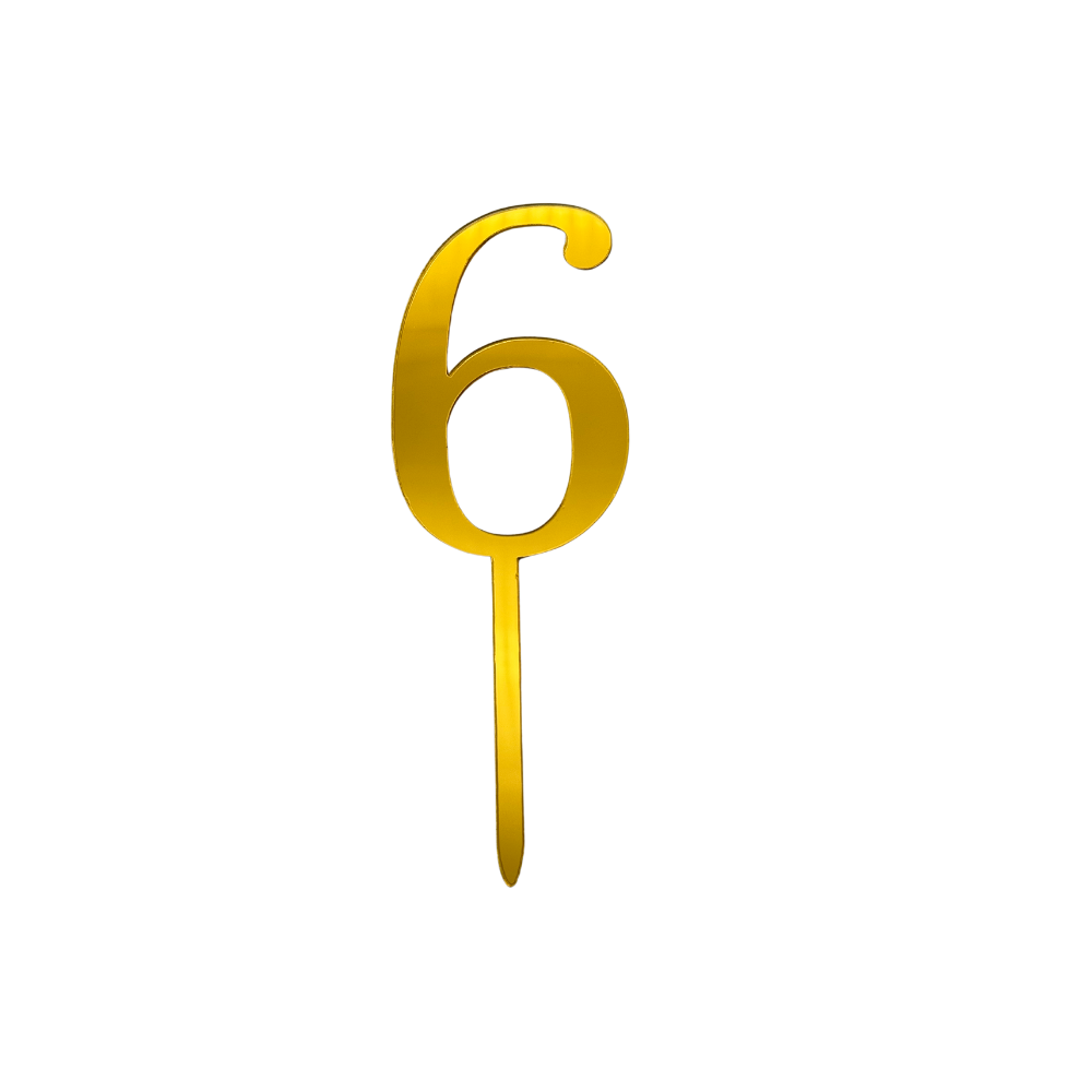 Cake Topper Zahl Acryl gold, 11 cm 6